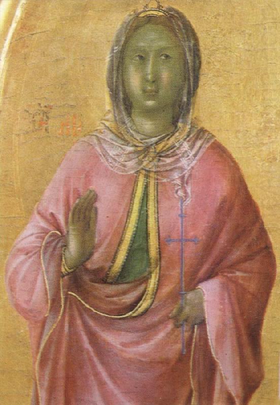 Detail of The Virgin Mary and angel predictor,Saint, Duccio di Buoninsegna